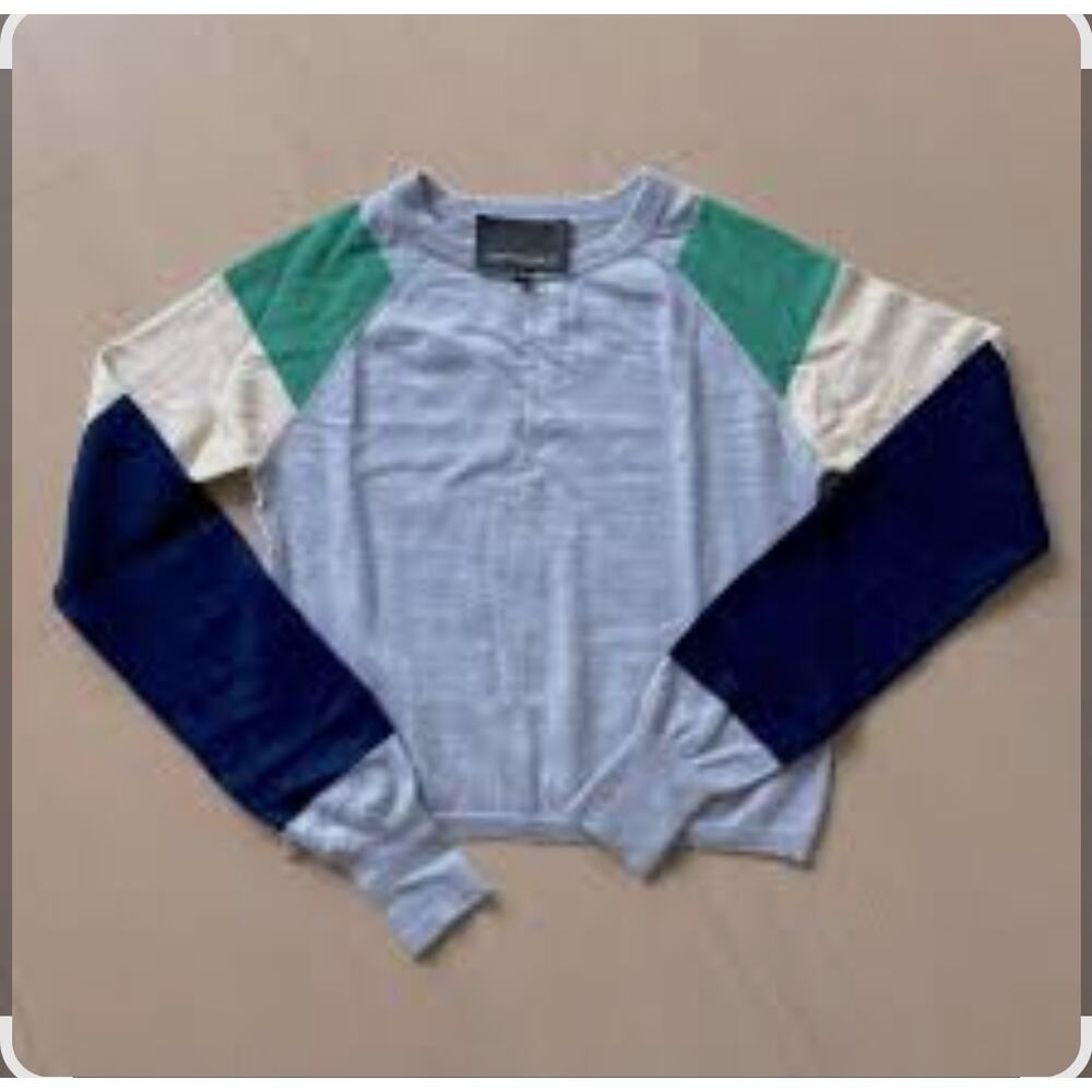Cynthia Rowley Color-Block Cropped Cashmere Sweater Sz XS Comfy French Girl Chic